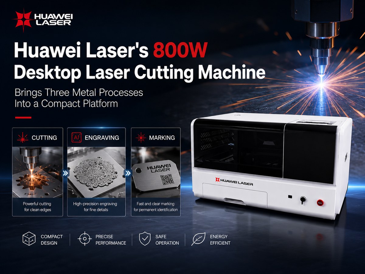 Huawei Laser’s 800W Desktop Laser Cutting Machine Brings Three Metal Processes Into a Compact Platform